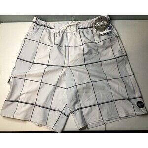 Billabong Platinum X Boardshorts XL White Gray/Black Stripes Swimsuit